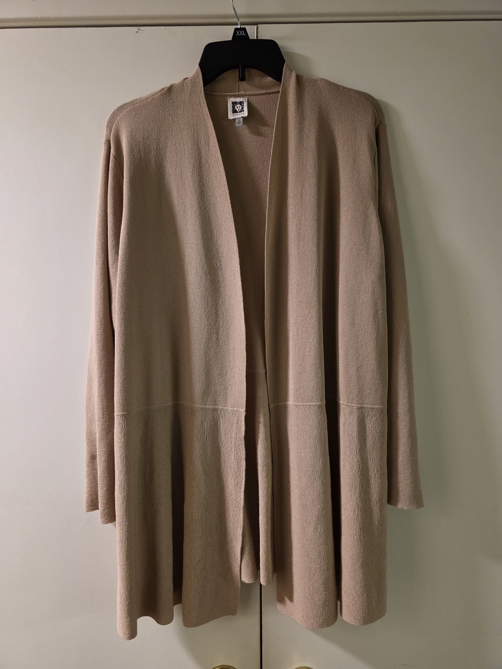 Anne Klein Taupe Open-Front Cardigan